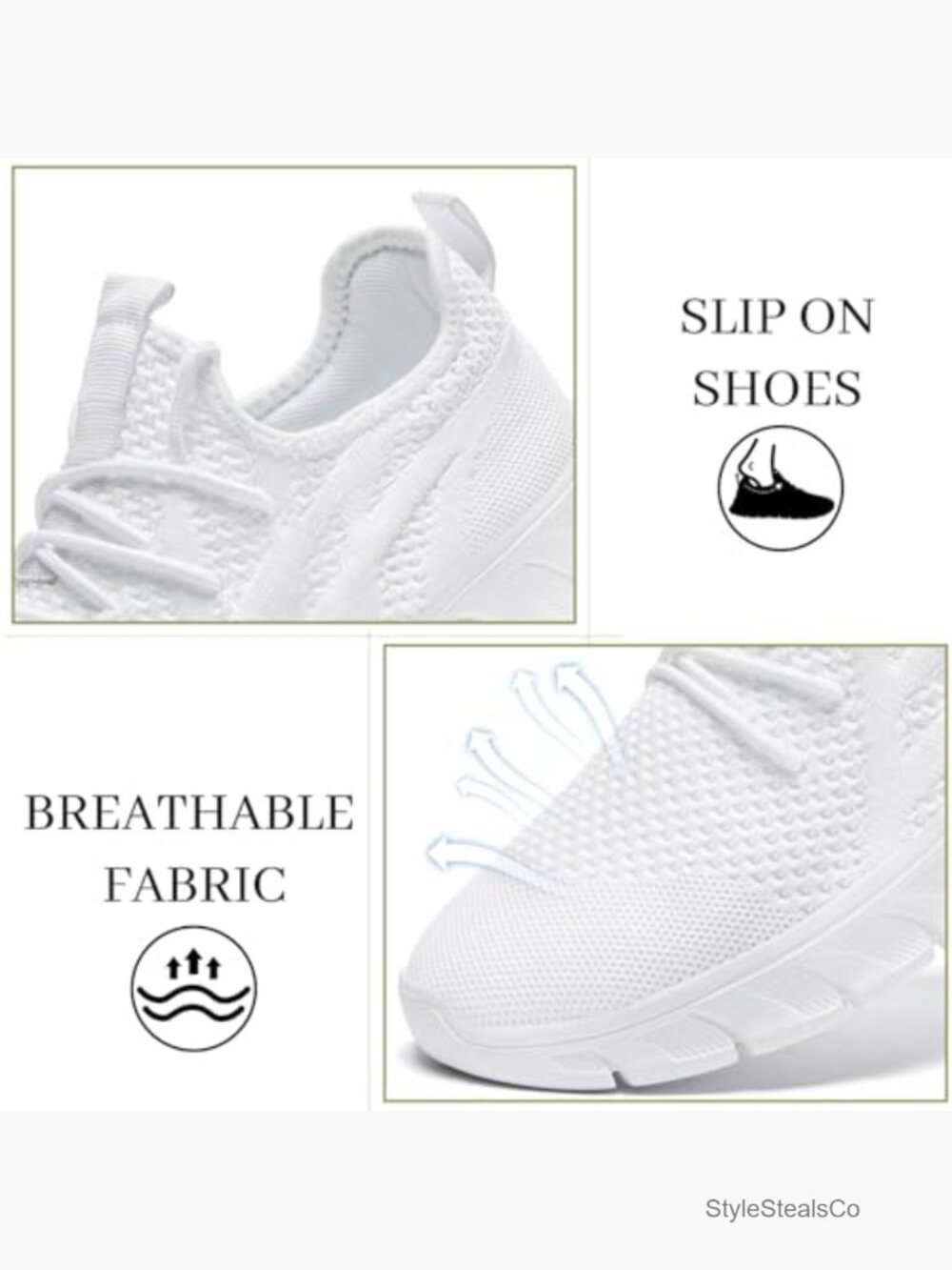 Women's Slip On Sneakers Athletic Walking Running Shoes Lightweight Breathable - Picture 4 of 7